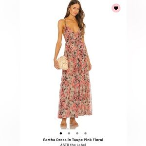 ASTR dress, pink roses with silvery detail